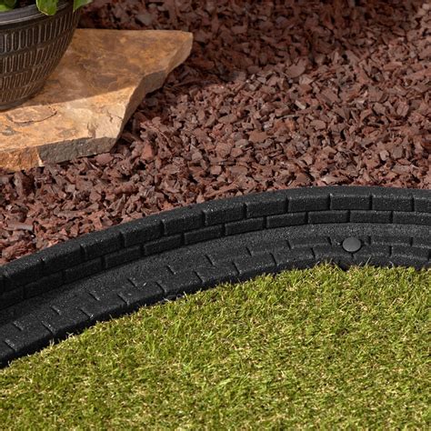 GroundSmart Brickface Landscape Edging, 4' Black Rubber Garden Edging ...