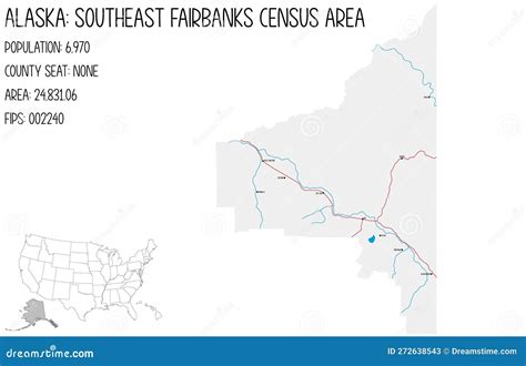 Map of Southeast Fairbanks Census Area in Alaska, USA. Stock Vector ...