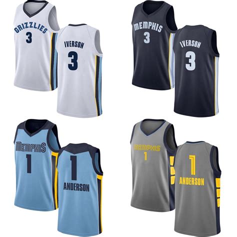 Memphis Grizzlies 1 Kyle Anderson 3 Allen Iverson Basketball Jerseys ...