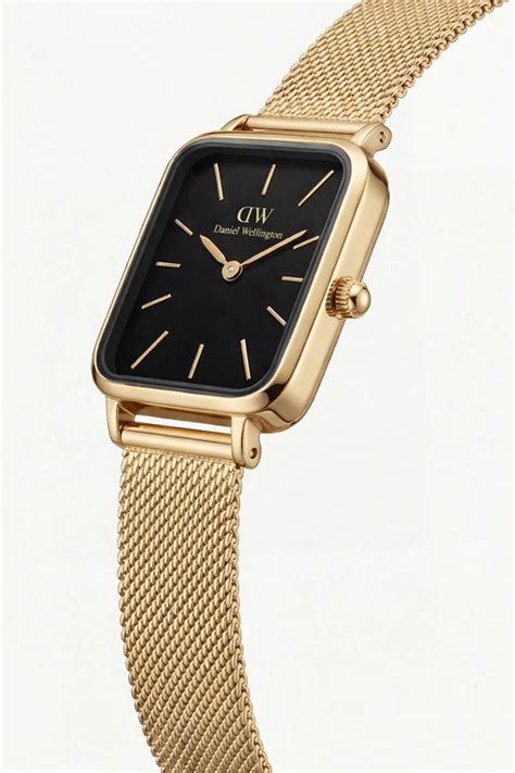 GOLD RECTANGULAR CHAMPAGNE Black DIAL MESH STRAP WATCH – TRP Collection