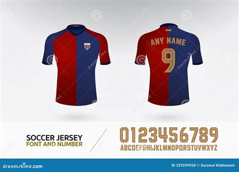 Soccer T-shirt Font and Number Uniform Kit Set. Football Jersey Logo Template for Football Club ...