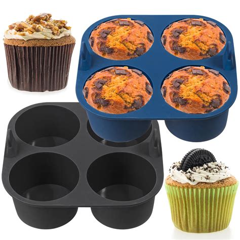 Webake 2PCS Jumbo Silicone Air Fryer Muffin Pan for Baking 4 Cavity Air ...