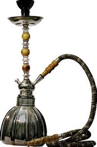 Misr Puff 21 Inch Metallic Grey Pot and Chrome wooden Stem for hukkah ...