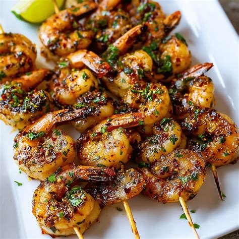 Marinade Shrimp Skewers - Justine Recipes