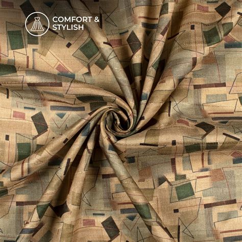 Stylish Green Geometric Digital Print Art Tusser Silk Fabric – Fabcurate