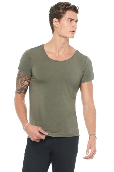 Men's Modal Wide Neck Slim Fit Tee – Mika Jaymes