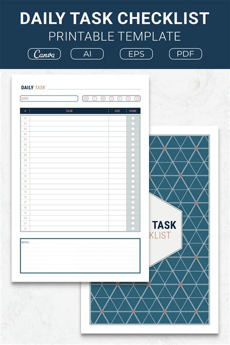 Daily Task Checklist Printable Template