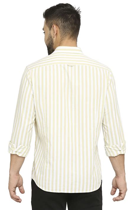 BASICS SLIM FIT COTTON TWILL STRIPE SHIRT