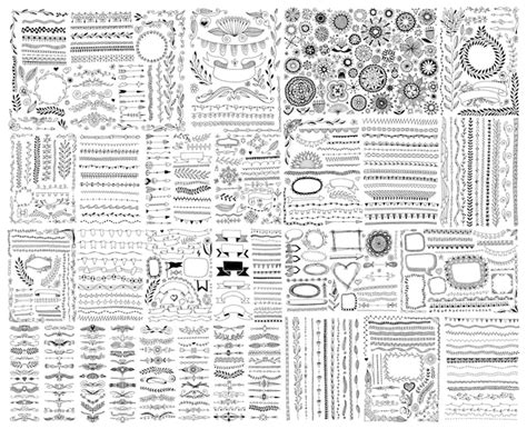 Mega-Set von Doodle-Skizzen-Rahmenlinienecken und Trennwänden | Premium ...