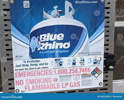 Closeup of Blue Rhino Propane Signage Editorial Stock Photo - Image of ...