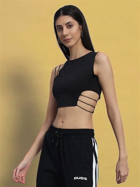 WOMEN'S BUSSIN COTTON CROP-TOP BLACK | Buy Online at Wearduds India