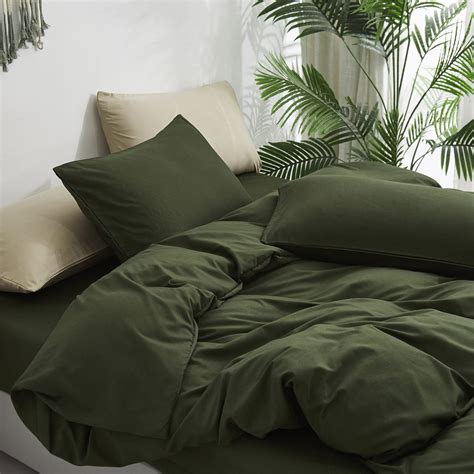 Luxlovery Dark Green Comforter Set Queen Olive Green Bedding Comforter ...