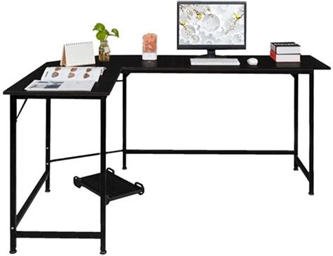 Buy SMLJLQ L-Shaped Desktop Computer Desk BlackStudent Gaming Writing ...