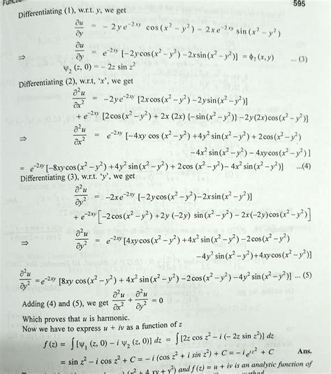 The real part of a complex analytic function f(z) is given as, u(x, y ...