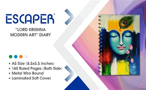 ESCAPER Lord Krishna Modern Art Diary (Ruled - A5 Size - 8.5 x 5.5 ...