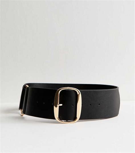 Wide Black Faux Leather Buckle Belt | New Look
