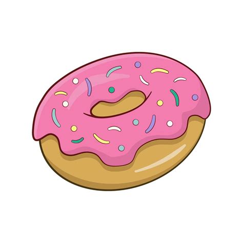 Pink donut with sprinkles. Cartoon 25377665 Vector Art at Vecteezy