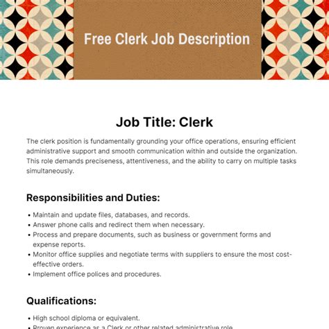 Clerical Job Description