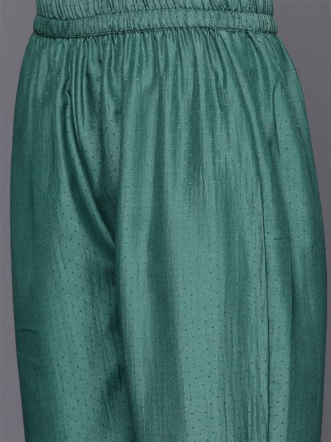 Varanga Sea Green Embroidered Kurta With Straight Pant And Dupatta