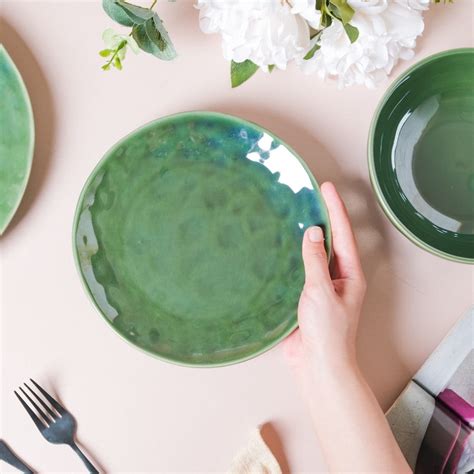 Forest Green Gloss Ceramic Snack Plate 8 Inch