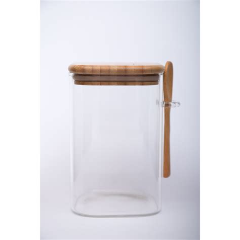 Sanjeev Kapoor - Delight Wooden Lid Borosilicate Square Jar 1050 Ml ...