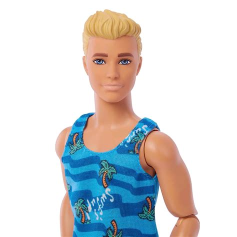 Buy Barbie Poseable Blonde Ken Beach Doll with Surfboard and Pet Puppy ...