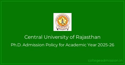 Central University of Rajasthan: Ph.D. Admission Policy for Academic ...