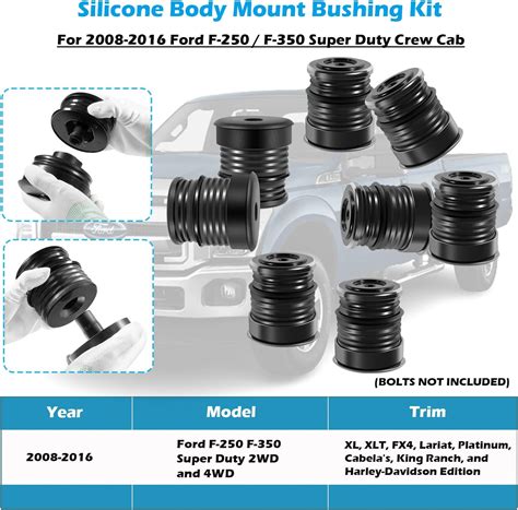 2008-2016 Crew Cab Replacement Bushings Silicone Body Mount Kit For ...