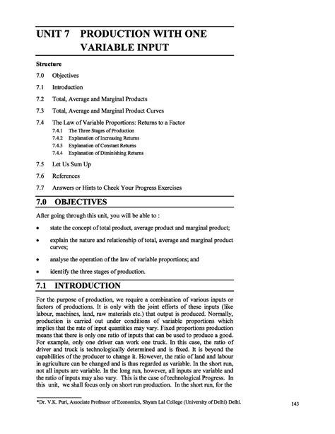 Unit-7 Production with One Variable Input - Economics - Studocu