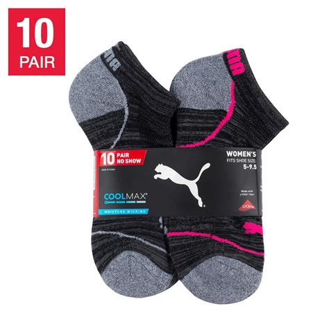 Puma Ladies 10 Pair CoolMax No Show Socks (Black) - Walmart.com