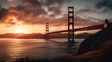 San Francisco S Golden Gate Bridge In The Sunset Background, Golden ...