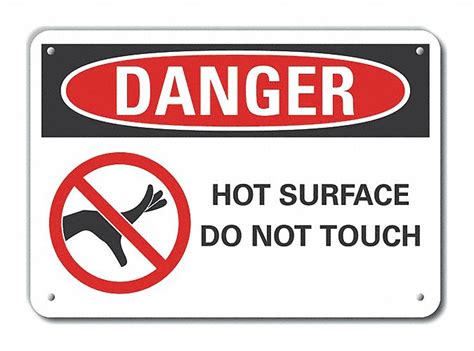Aluminum, Mounting Holes Sign Mounting, Aluminum Hot Surface Danger ...