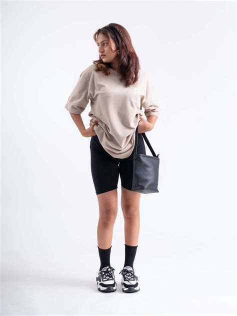 Beige Oversized Drop Shoulder T-shirt