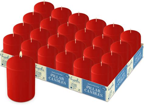 Amazon.com: MTLEE 6 Pack Red Pillar Candles in Glass Cylinder for ...