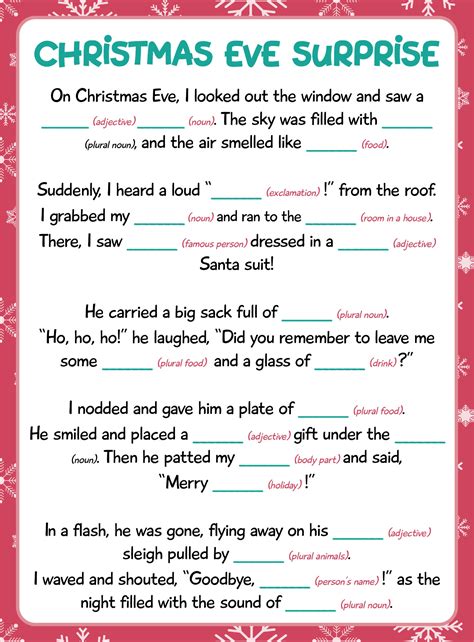 Blank Christmas Mad Libs - 13 Free PDF Printables | Printablee