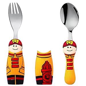 Buy Baby Oodles Yellow Fireman Fork and Spoon Set for Kids Online at ...