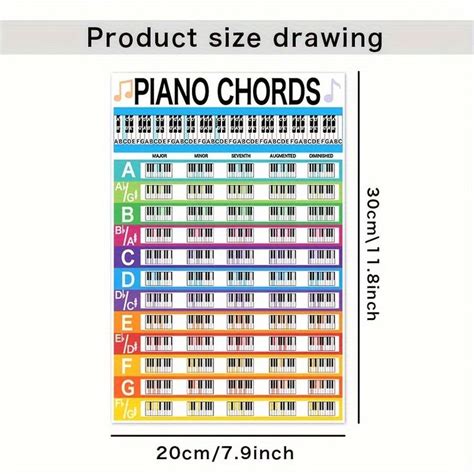 84 Full Color Piano Chords Poster Keyboard Note Chart