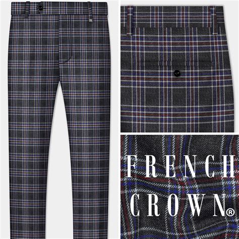 Bright Tuatara Gray Multicolour Plaid Premium Tweed Pant For Men.