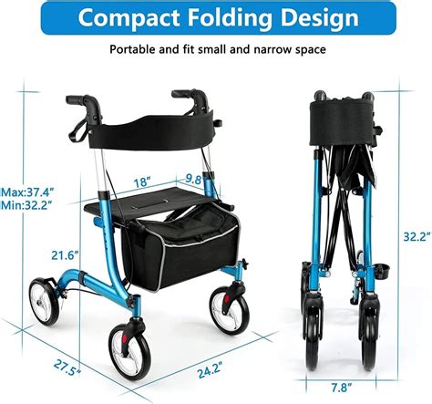 Buy Winlove Rollator Walkers for Seniors-Folding Rollator Walker with ...