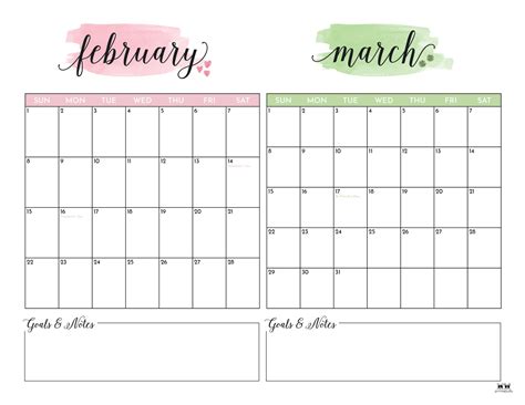 2026 Two Month Calendars - 84 FREE Printables | Printabulls