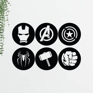 SMARTDECOR Avengers logo wall art, Iron Man Spiderman Hulk Thor Captain ...