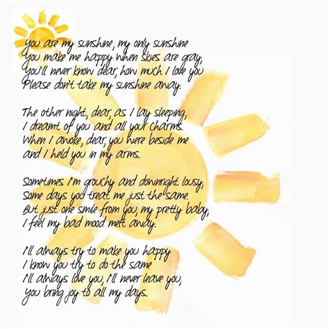 Sunshine | Sunshine songs, Sunshine quotes, Lullaby lyrics