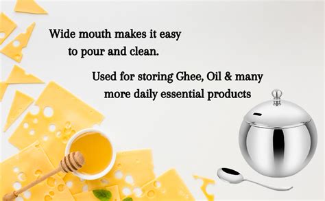 Buy Prabha Stainless Steel Cure Ghee Pot With Spoon, Oil Pot, Ghee ...