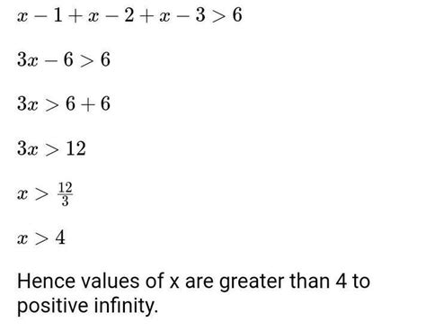 solve inequality |x-1| + |x-2| +|x-3| > 6 - Brainly.in