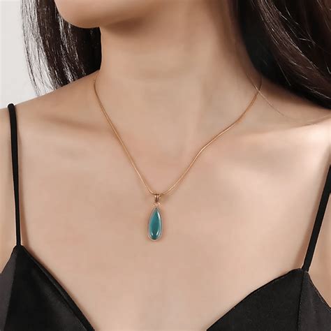 Stone Water-drop Charm Necklace | SHEIN USA