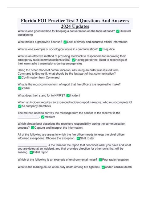 Florida FO1 Practice Test 2 Questions And Answers 2024 Updates ...