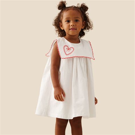 Angel & Rocket Mini Girls Printed White Smart Dress