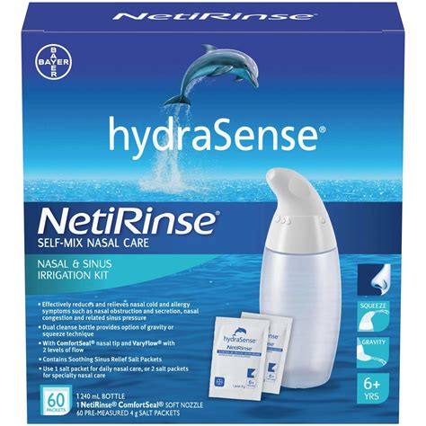 hydraSense NetiRinse 2-in-1 Nasal & Sinus Irrigation Kit for Congestion ...