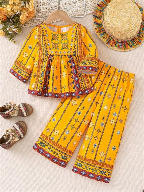 SHEIN Young Girl Cute Geometric Pattern Color-Block Unisex Shirt With ...