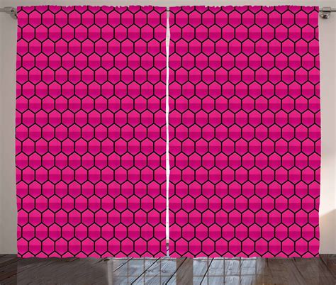 Ambesonne Hot Pink Curtains 2 Panel Set, Comb Pattern Hexagonal, 108" x ...